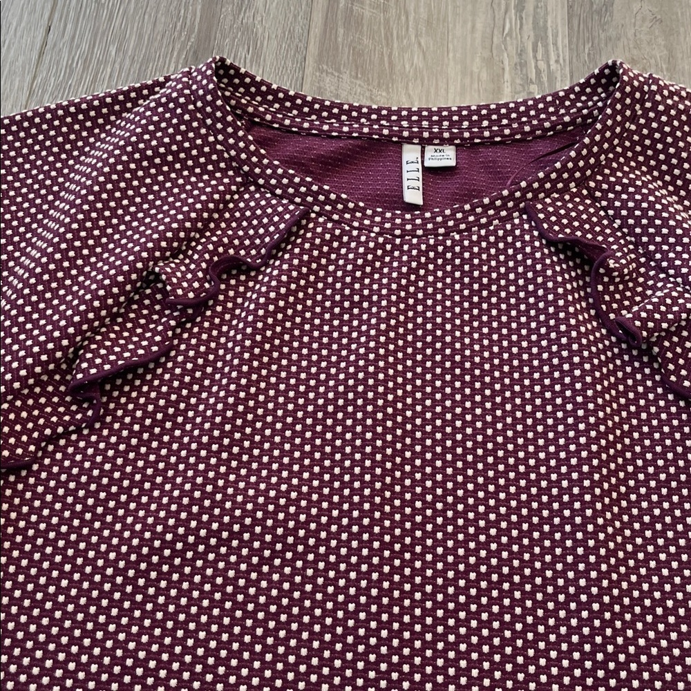 Elle purple  and White Polka Dot Top size XXL